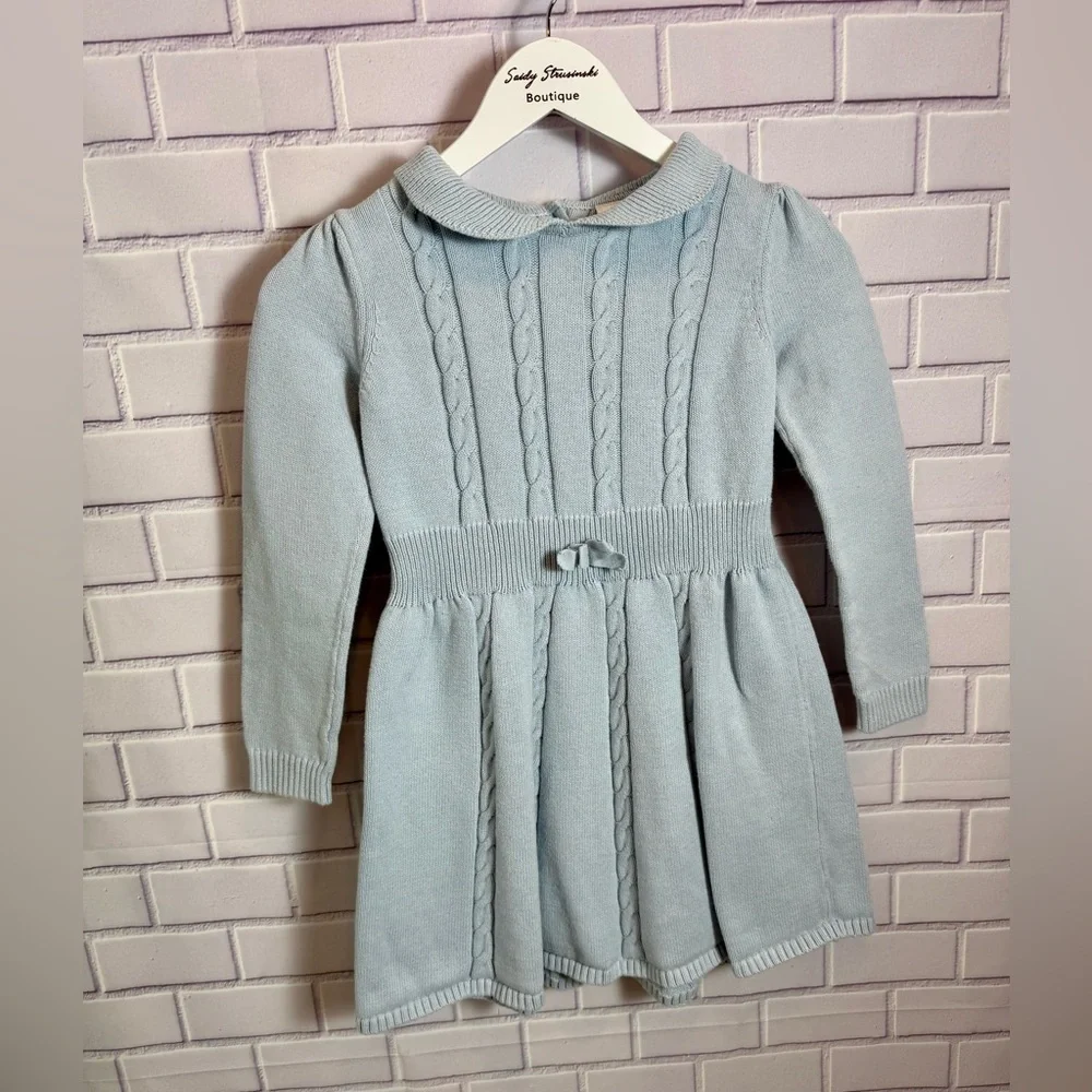 Gymboree Light Blue Cable Knit Sweater Dress Girls Size 10